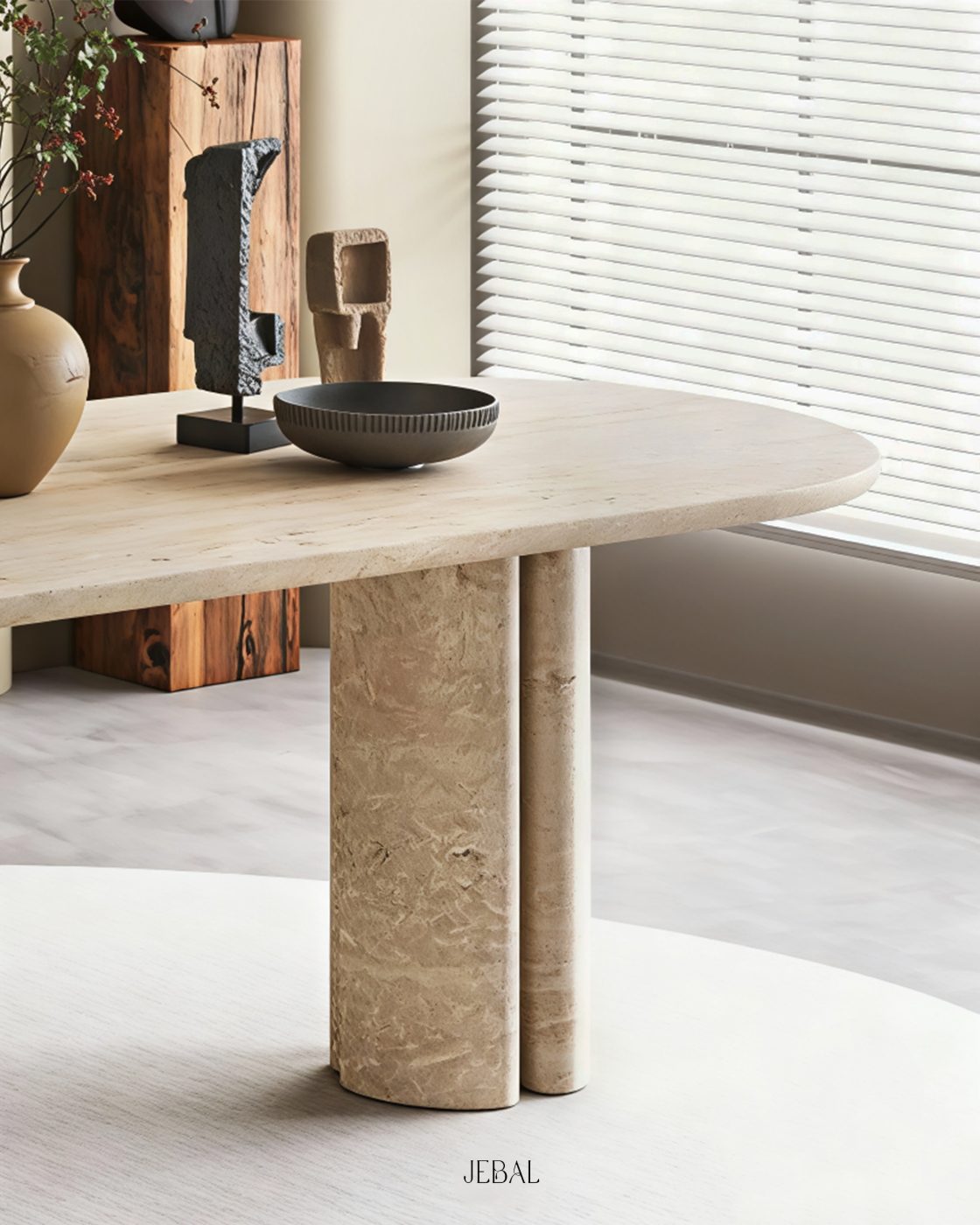 Ridge Dining Table — Classic Travertine